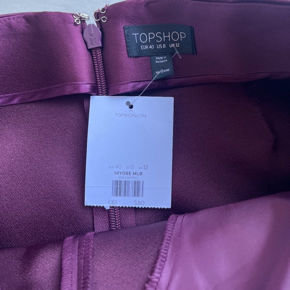 Topshop Maroon Structured Asymmetrical Casual Wrap Skort Short - Picture 7 of 7